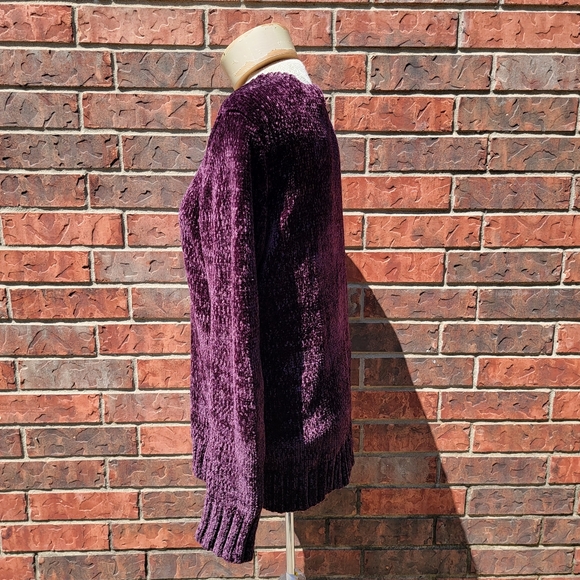 Orvis Sweater Chenille Knit Polyester Crew Neck Pullover Plum Womens Sma… - Picture 2 of 11